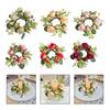 Candle Ring Candleholder Decoration Ornament Artificial Flowers Wreath Candlestick Holder for Tabletop Wedding Front Door