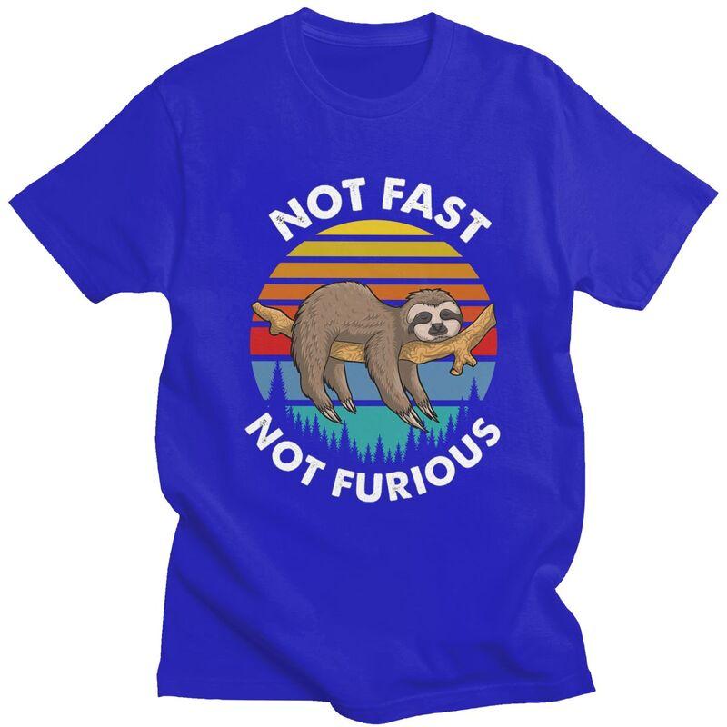 Custom Classic Retro Sunset Lazy Sloth T Shirt Men ShortSleeve Tshirt Casual Tee Oversized Tshirts Gift