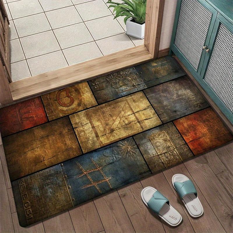 Vintage Multicolor Stone Pattern Floor Mat, Entrance Welcome Non-Slip Doormat, for Kitchen, Living Room, Bedroom, Bathroom Decor
