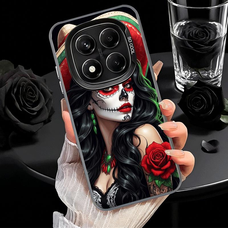 Catrina Beautiful Rose Girl Skull Shockproof Phone Case for Xiaomi Redmi Note 15 14 13 12 Pro Plus 11 11S 11T 5G Cover Anti Fall