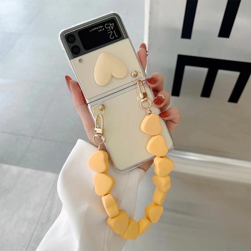 

Samsung Zflip3 Mobile Phone Case Is Suitable For Flip And Foldable Flod3 Transparent Love Chain Niche Wind samsung zflip5