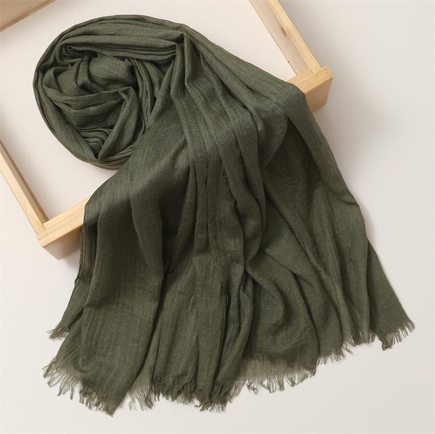 Foreign Trade Silk Scarf Cotton And Linen Headscarf Women'S Spring And Summer Solid Color Japanese And Korean Scarf Sun Protection Warm Shawl Hair
