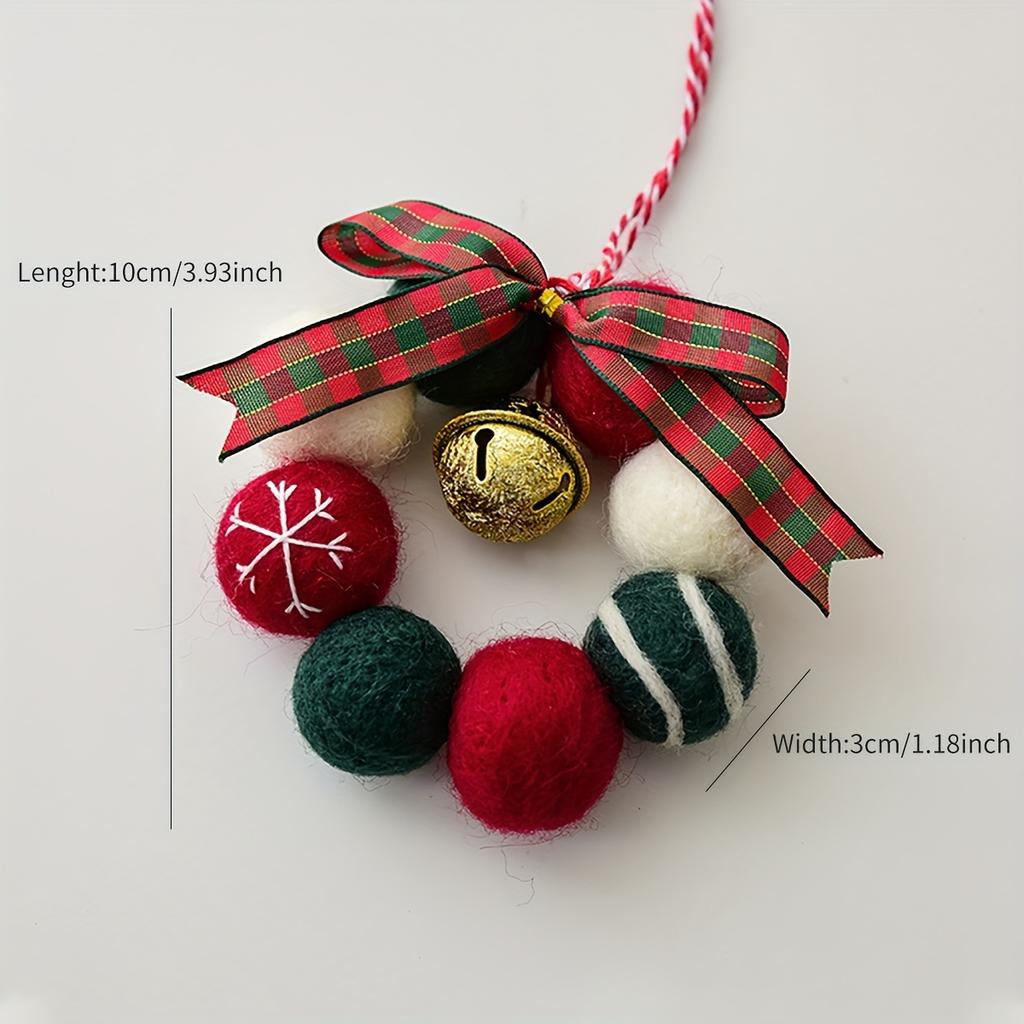 1pc Christmas Decoration,Mini Wool Ball Bell Garland Pendant for Christmas Tree,Christmas,Garland Vine Decoration,Home Decorat