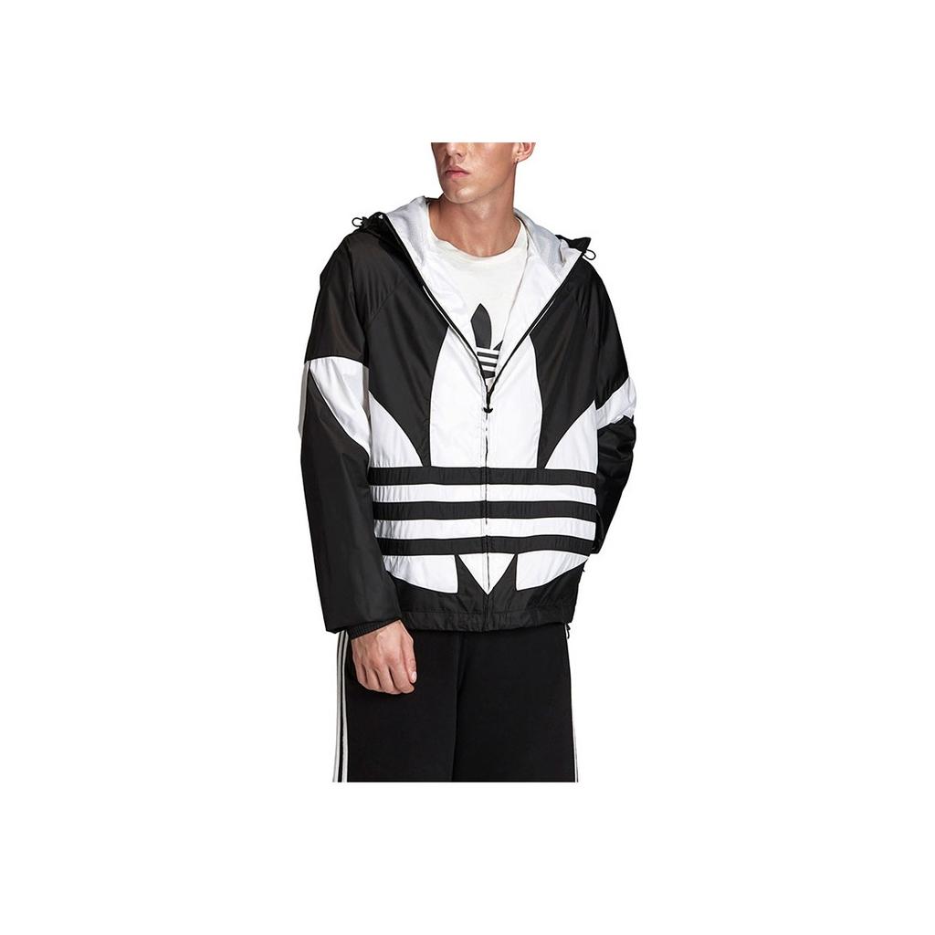 Adidas Originals Trefoil Large Logo Print Track Jacket Men Outerwear Black FM3757