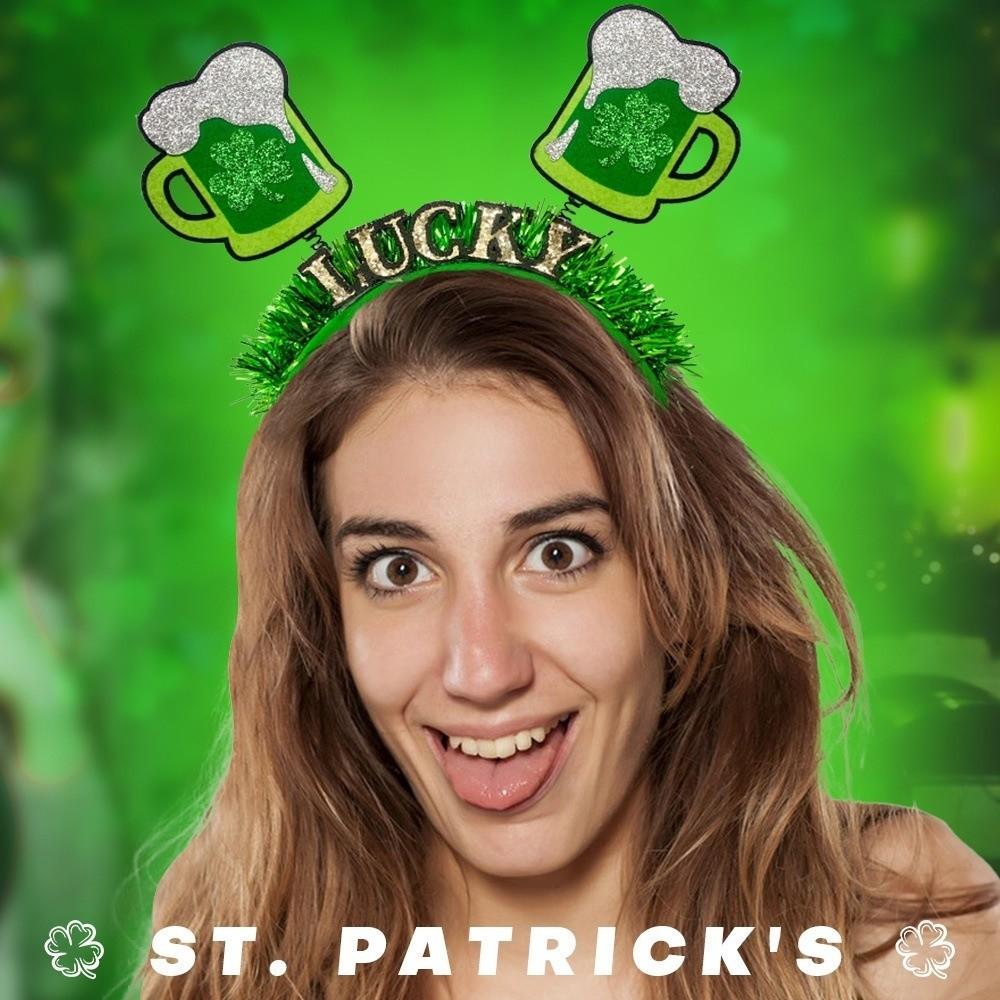 Festive Style ST. Patricks Day Headband Shamrock Shape Portable Bow Headband Creative Hair Hoop ST. Patricks Day