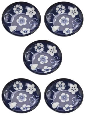 Mino ware små tallerkensett med 5 plomme chidori 145064(5)