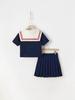 Marineblauer japanischer JK Matrosenuniform-Satz mit plissiertem Minirock