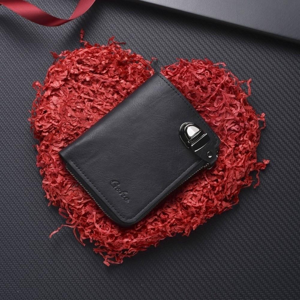 Solid Color Men's Wallet Zipper Leather Coin Purse Luxury Business Card Holder Gift
