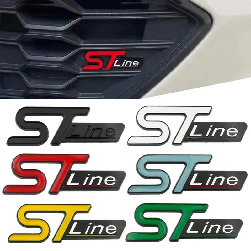 CSVJ8 3D Metal ST Line Head Front Grille Car Trunk Emblem Badge Chrome Sticker For Ford Focus x 2 3 Kuga Fiesta Mondeo Auto Styling