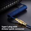 GUNMJO Starlight Coil Keyboard Cable for Gaming Mechanical Keyboard Cable with Detachable Metal to Blue with Gold Aviator Connector USB-C Keyboards,