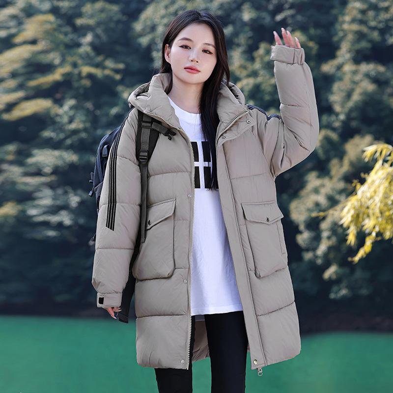 

Мужские и женские парные куртки, пуховики, утепленная одежда, зима 2025, новая куртка средней длины с капюшоном, свободного кроя XL серый