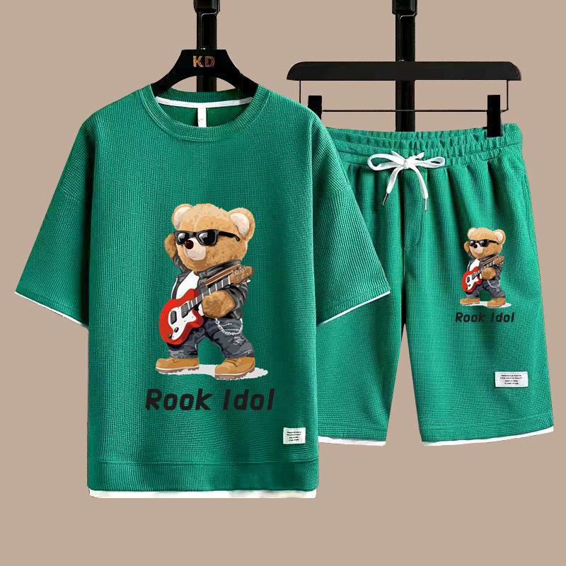 

Летний мужской комплект из двух предметов, мужская повседневная футболка + шорты, мужской спортивный костюм, модный спортивный костюм с коротким рукавом 6XL