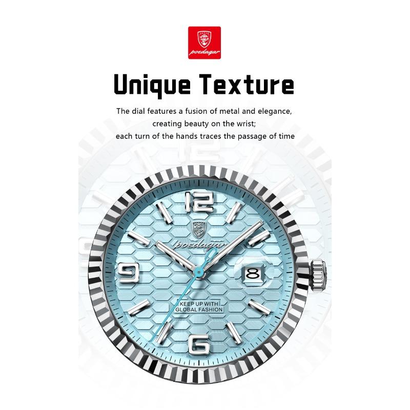 POEDAGAR Orologio da uomo originale di alta qualità Impermeabile Luminoso Data Orologio di lusso Acciaio Inossidabile Orologi al Quarzo Maschile+Scatola