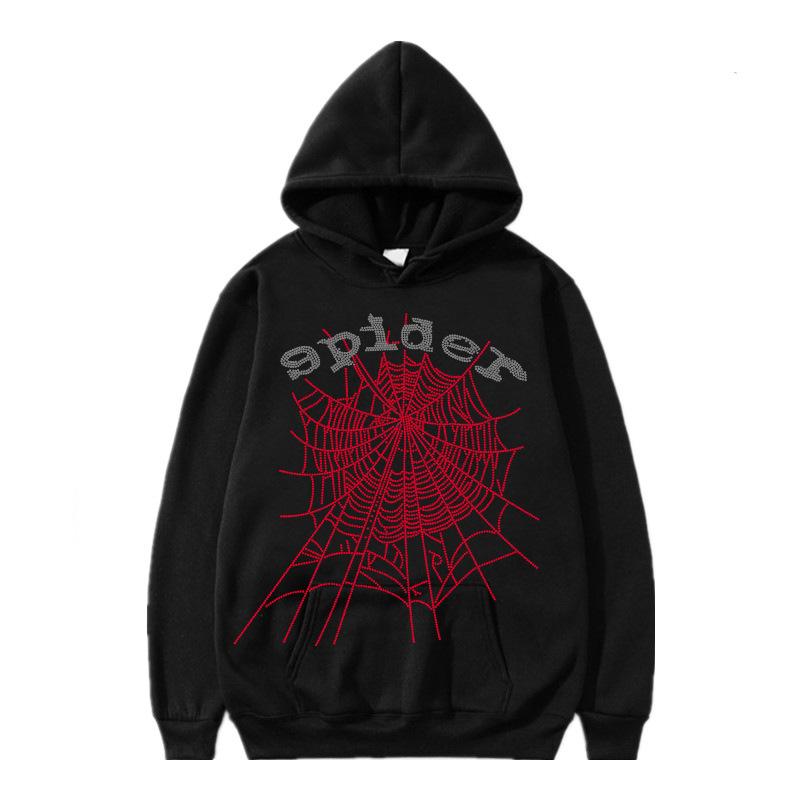 Sudadera Unisex con Telaraña y Pedrería Caliente: Sudadera Estilo Cantante Europeo y Americano para Primavera y Otoño