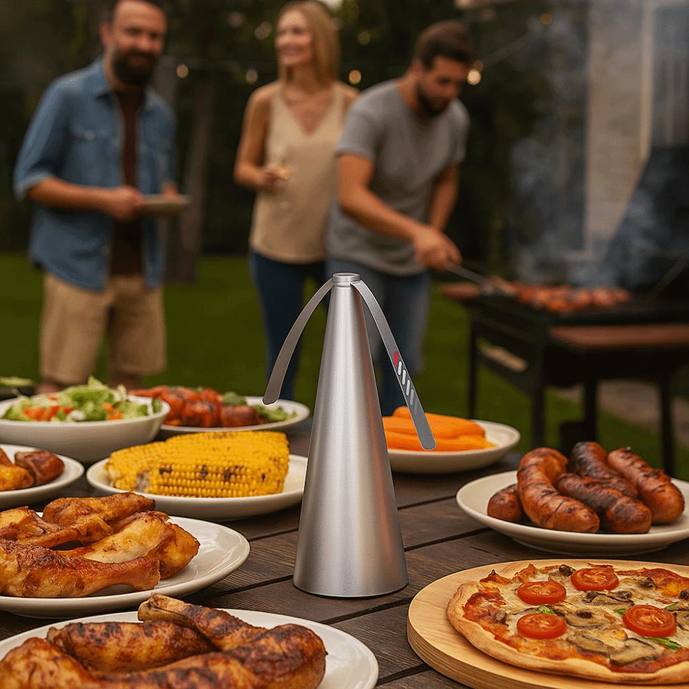 Fan-type Electric Flycatcher 360° Rotation Food Protector Automatic Fly Trap  Camping Party