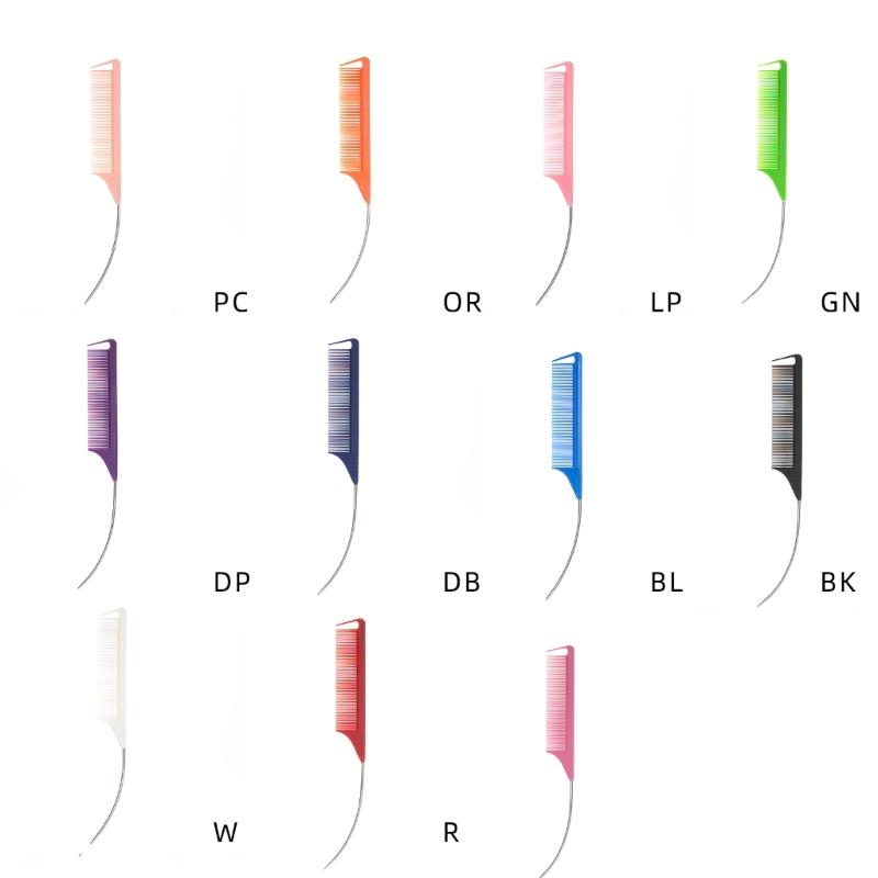 Professional Hair Parting Combs Carbon Fiber Pin Tail Combs With Metal Pin For Salon Styling Hairdressing Comb