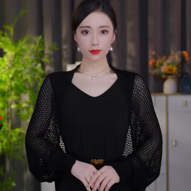 Ice Silk Shawl: Air-conditioned Sleeved Cardigan, Slimming Knit Outerwear, Trendy Short Dress