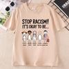 STOP RACISM Printed Tshirt Casual Round Neck Printed Cotton Short Sleeve Tshirts Unisex Round Neck High Quality Tees Clothing