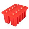 10 Cells Silica Gel Frozen Ice Cream Mold Popsicle Maker with 50 Sticks (Red)