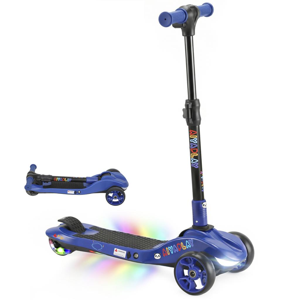 Monopattino elettrico per bambini 6+ anni, pieghevole 3 ruote avvio zero, velocità massima 8 km/h 64 x 29 x 83 cm blu