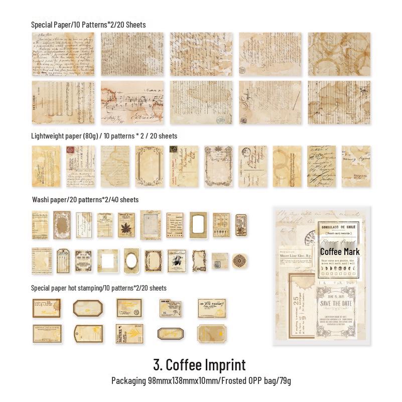 Yanji Retro Journal Material Pack: 100 Sheets - 4 Types Available