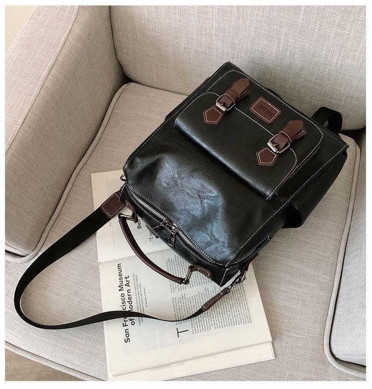 Женский ретро-рюкзак в британском стиле 2024: Модный, Универсальный, Большой вместимости для колледжа и путешествий чёрный