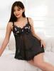 large sexy floral with negligee [comeondear] Babydoll, size, lingerie, cute, embroidery, see-through, extreme, mesh, slip, women's, popular, camisole,