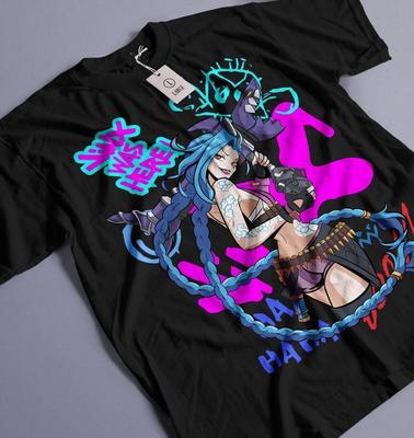 Jinx Arcane T-Shirt Japanese Anime Cartoon Jinx Arcane Graphic T-Shirt All Size