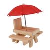 Squirrel Feeder Table Pine Wood Outdoor Garden Pendant Squirrel Picnic Table Feeder with Umbrella Red Umbrella