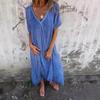 European & American Cross-Border Fashion 2025 V-Neck Cotton Linen Semi-Formal Dress