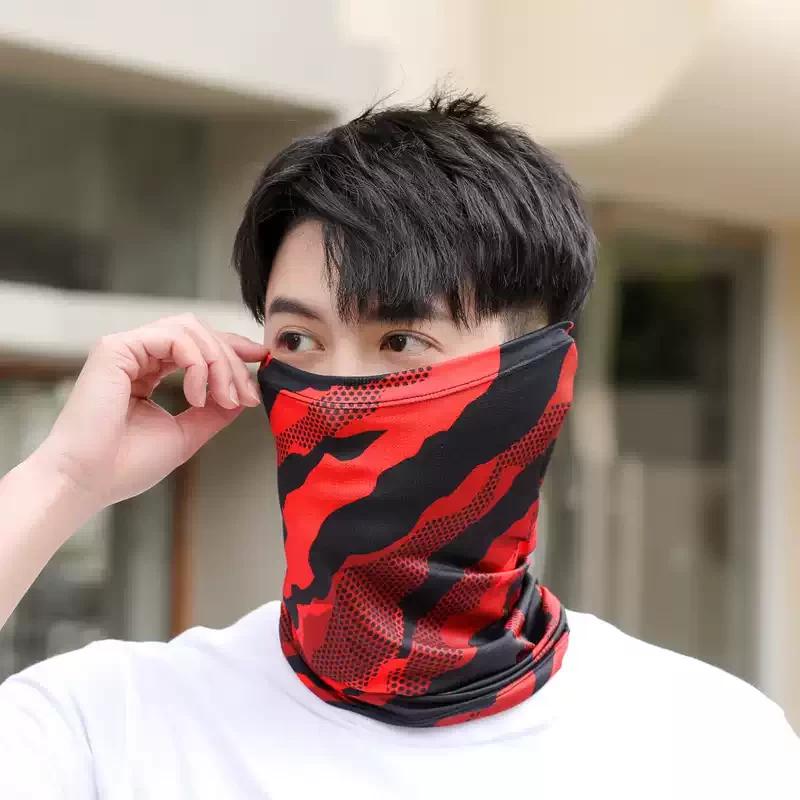 Outdoor Sun Protection Ice Silk Scarf for Men, Summer Neck Protection, Face Covering, Thin Breathable Cycling Bicycle Face Scarf