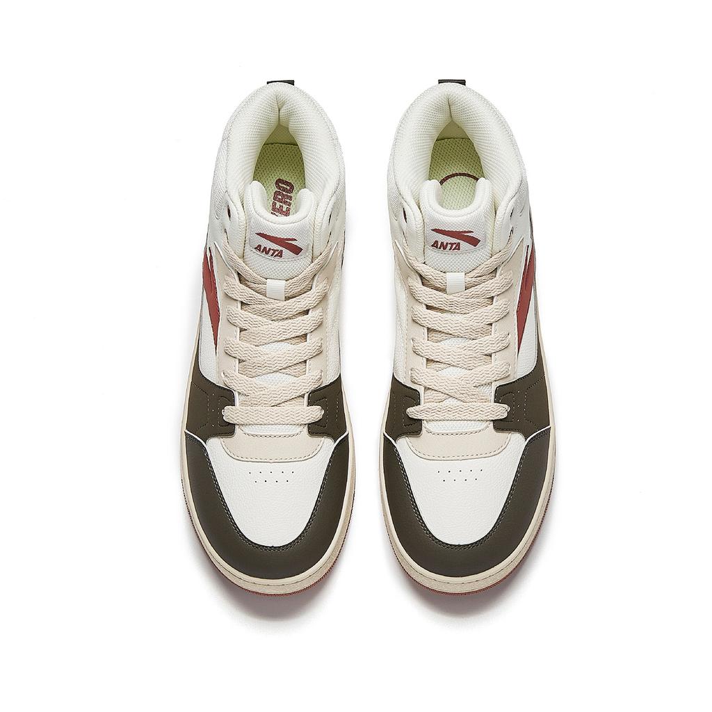 Anta First Year Wear Resistant And Lightweight High Top Skateboard Shoes Men's White Brown Red 912548083-6