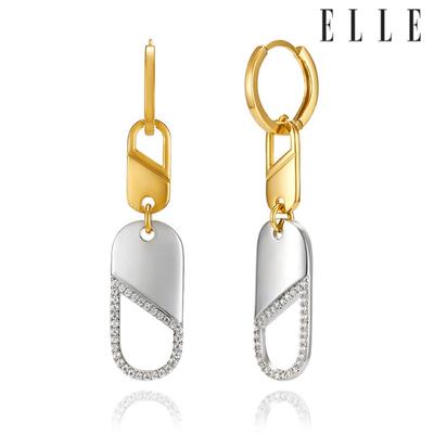 14K Kombi Hänge-One-Touch-Ohrringe (Goldene Anstecknadel) ELGPEE391