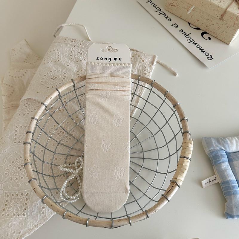 Twist Button Wool Socks Children'S Medium Tube Socks Korean Thickened Warm Maillard Long Texture Stacking Socks