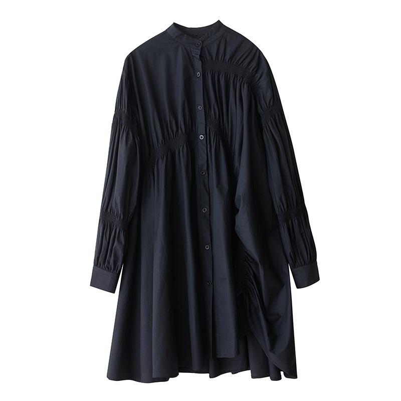 Rochie vintage supradimensionată cu mânecă lungă, nou în rochii pentru femei, lejer, lejer de primăvară, toamnă, cămașă midi, îmbrăcăminte elegantă