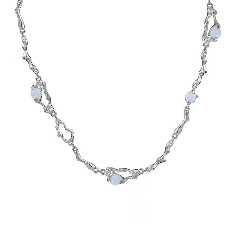 Irregular moonstone necklace premium niche collarbone chain Internet celebrity sweet cool babes cold wind