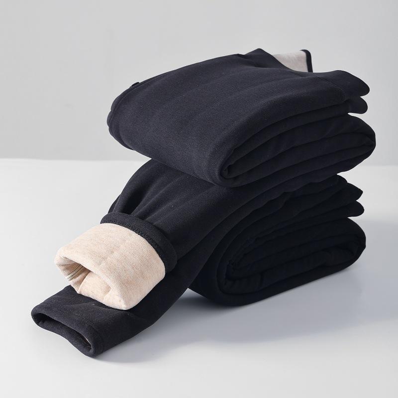 2025 Winter Men's Fleece-Lined High Waist Wool Pants with Seamless Knee and Waist Support