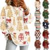 Women's Casual Christmas Print Long Sleeve Neck Pullover Top with Design