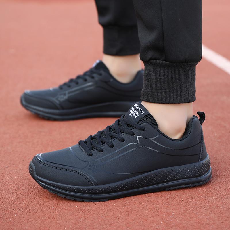 Fashion Running Shoes Waterproof Artificial Leather Sneakers Outdoor Sport Shoes Men Lightweight Walking Casual Sneakers for Men Black45