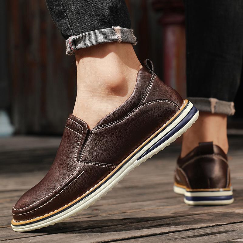 Genuine Leather Men's Shoes Fashion Breathable Men Casual Shoes Outdoor Flats Driving Shoes Large Size Men Loafers Sneakers