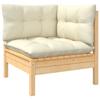 Vidaxl 6-Cz. Garden Lounge Set, Cream Cushions, Pine