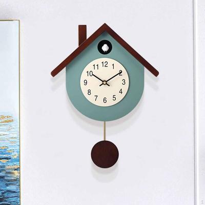 Chime Clock with Wall Mount, Wooden Clock, Silent Movement, Arabic Numerals, Creative Figurine for