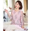 Passite Faux Two-Piece Lace T-Shirt for Middle-Aged Women