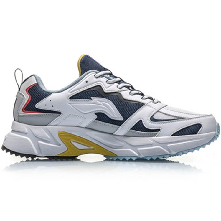Li Ning Slip Resistant Abrasion Resistant Low top Running Shoes Men's Deep Water Duck Blue ARLQ001-3