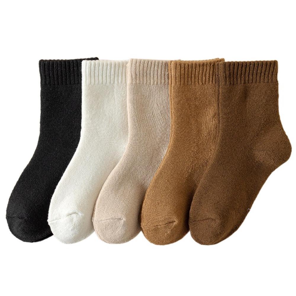 5Pairs Short Tube Kids Thicken Socks Warm Children's Winter Socks Girls Floor Plush Socks  Children