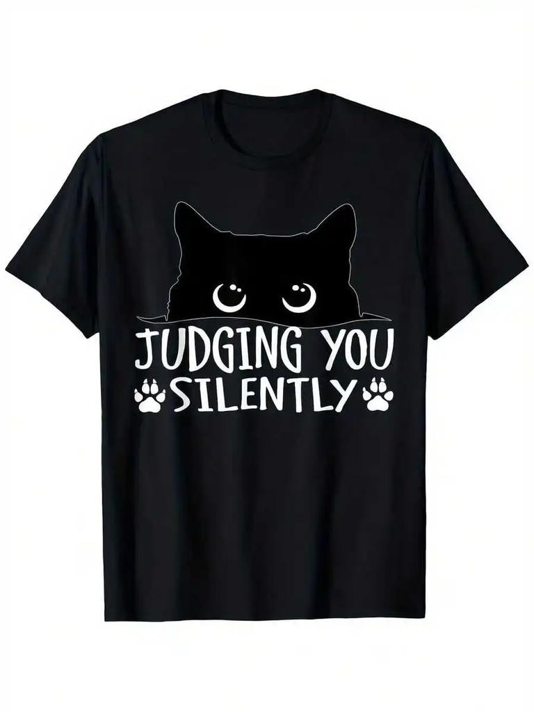 Funny Black Cat Judging You Silently Sarcastic Cat Tshirt Suitable For Unisexs Unisexs Outdoor T