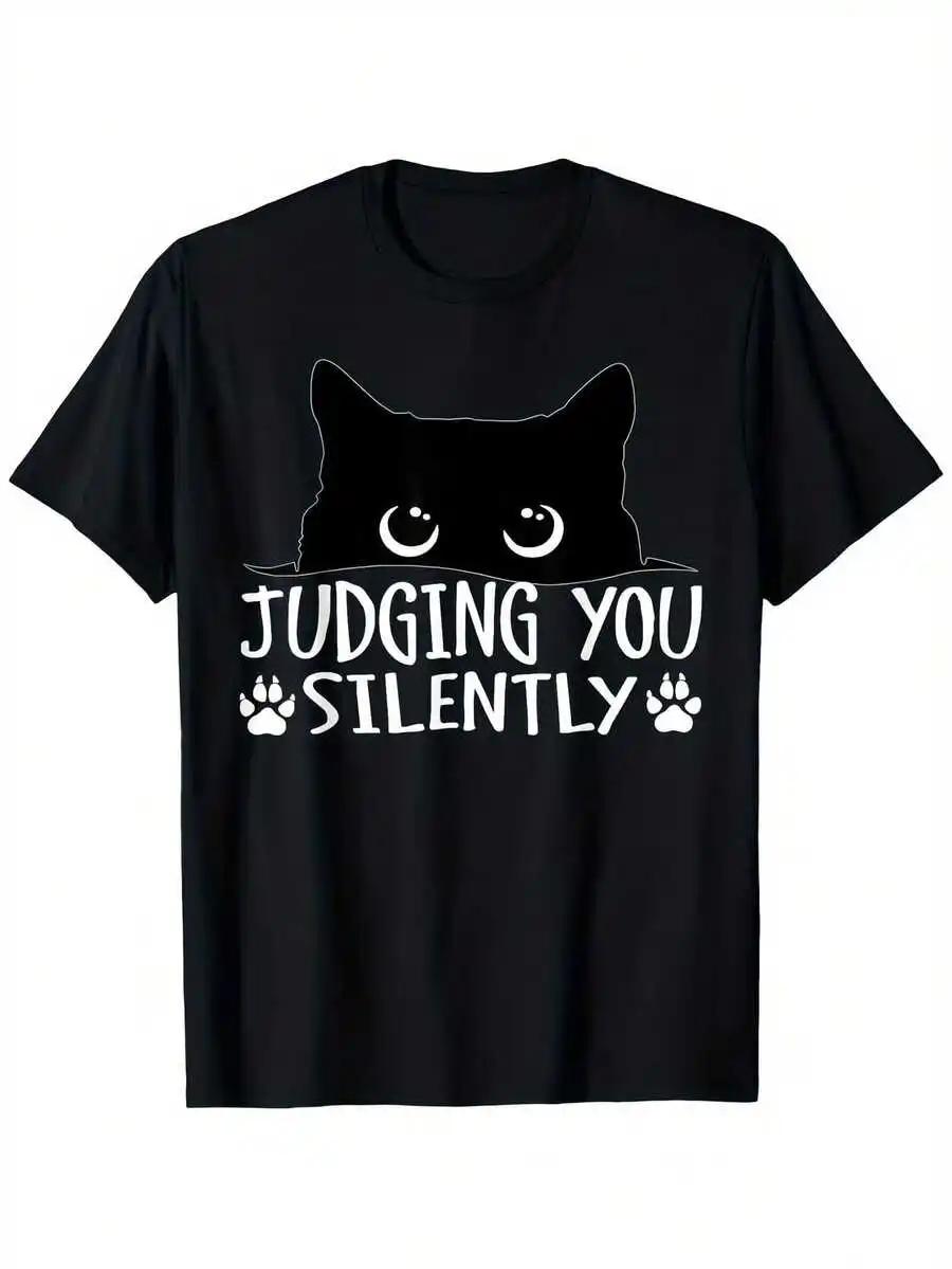 Funny Black Cat Judging You Silently Sarcastic Cat Tshirt Suitable For Unisexs Unisexs Outdoor T S