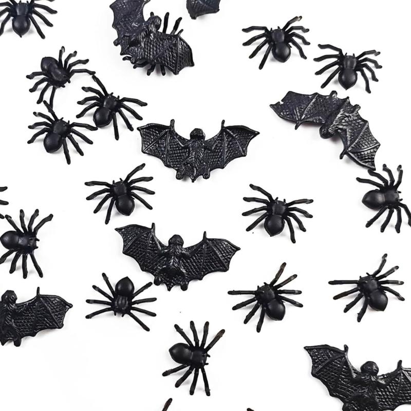 Mini Halloween Bats Spiders Plastic Decorations Realistic Detail Safe User friendly Holiday Party Supplies Indoors Outdoor Decoration