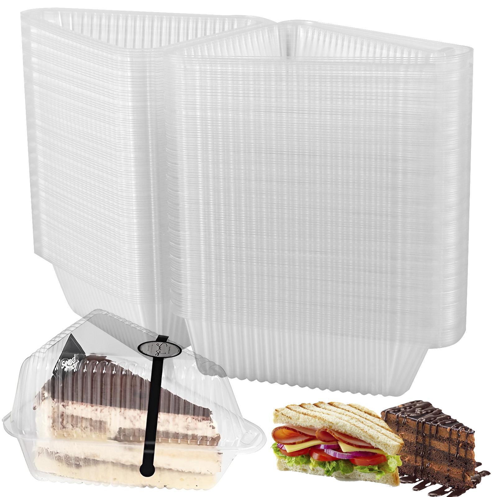 

100Pcs Cake Slice Container Clear Dessert Box Triangle Square Food Packing Box Plastic Mousse Cheesecake Box for Party Wedding Other