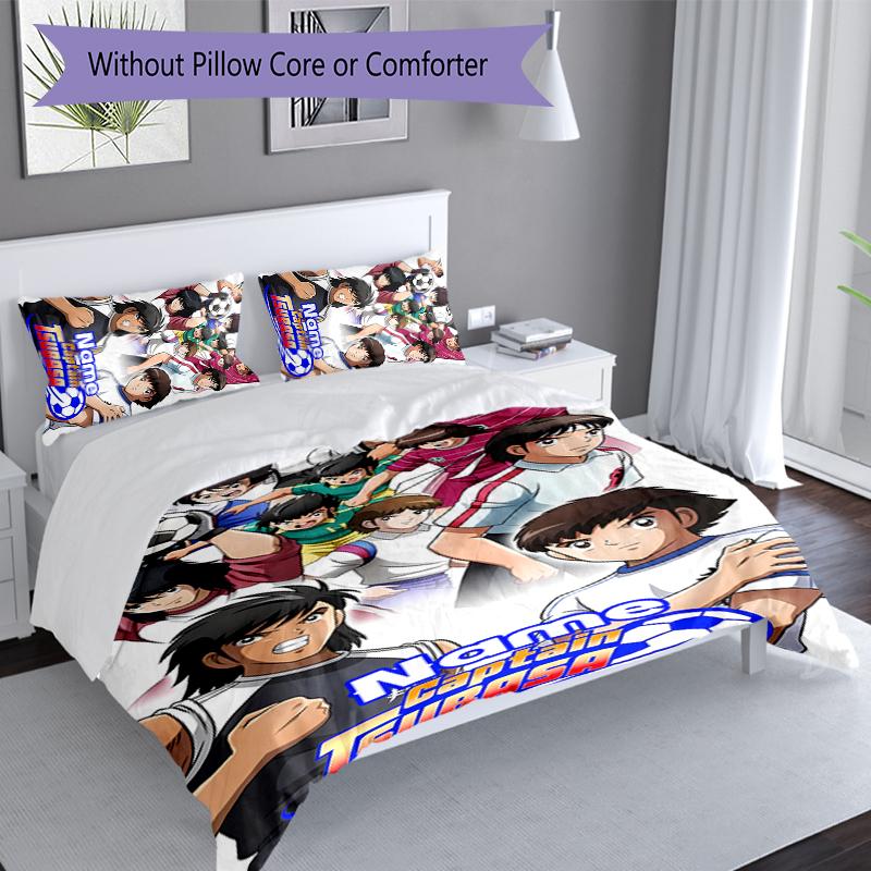 3pcs Custom Name Captain Tsubasa Dream Team Set,Includes 1 Duvet Cover and 2 Pillowcases,All-season Bedroom Decor